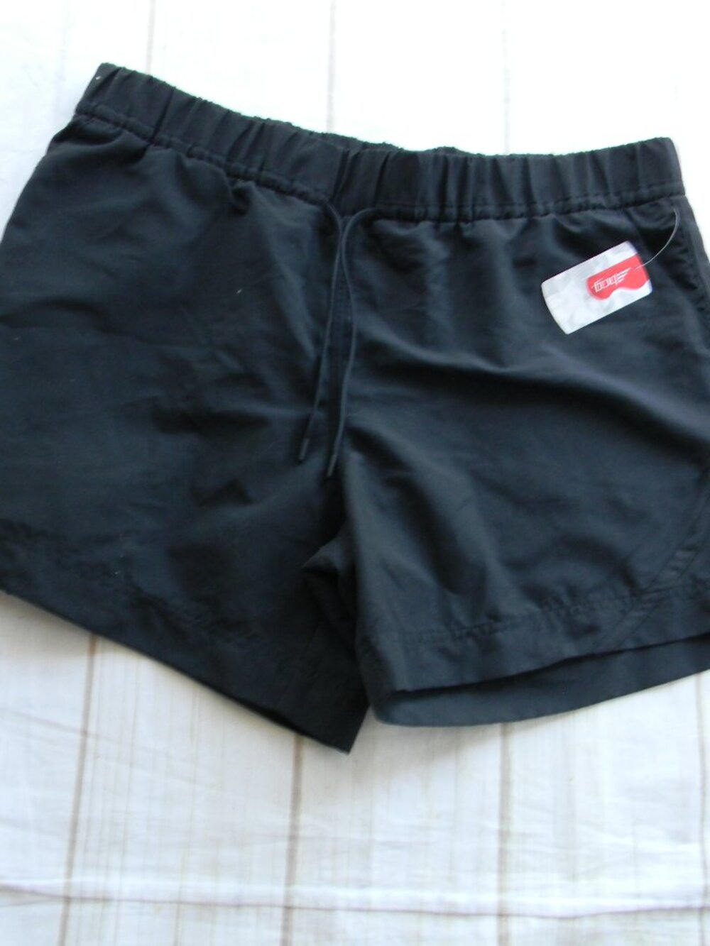 NWT BCG BLACK ATHELTIC WOVEN PULL-ON TIE WAIST SHORTS SZ XL  5.5"INSEAM